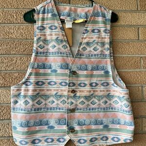 Blue and Pink Geometric Boxy Top